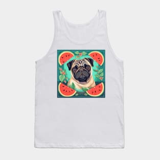 Cute Pug Dog Watermelon All Over Tote Bag Tank Top